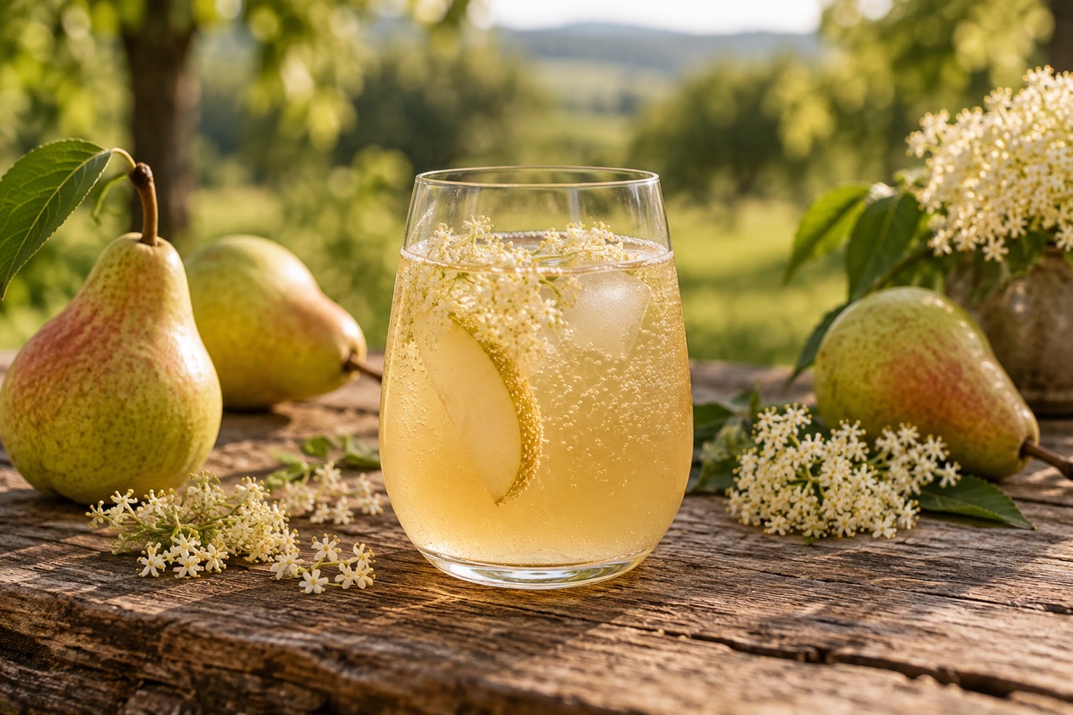 Pears, elderflower and a glass of perry